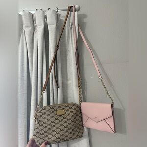 Michael Kors Brown and Kate Spade Pink Crossbody Bags